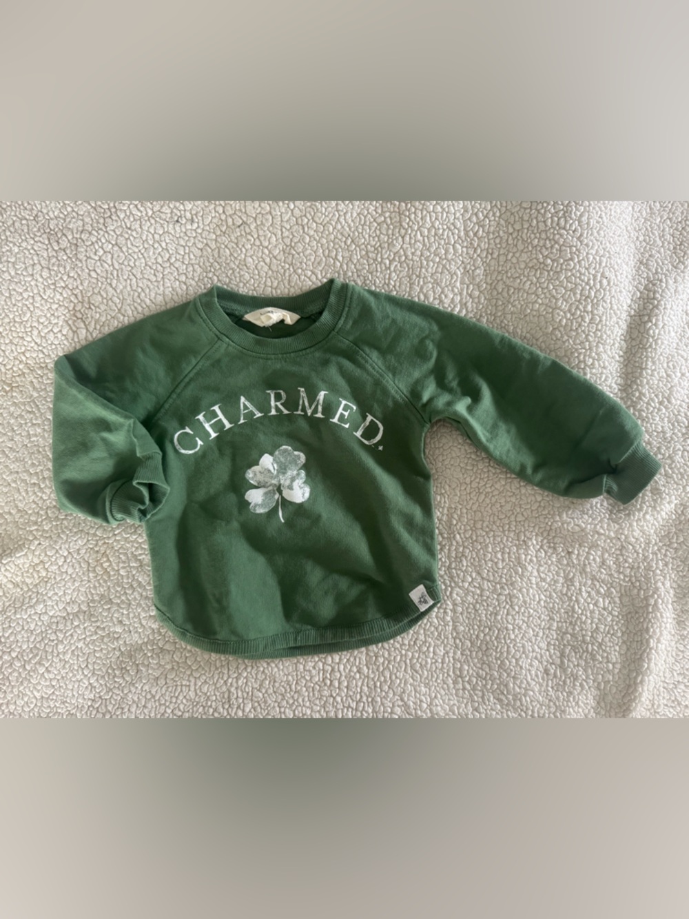 Charmed Green Kids Sweatshirt with Clover Graphic